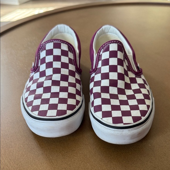 Vans Burgundy and White Checkerboard Slip-Ons - Picture 3 of 6